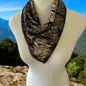Worthington Black and Brown Scarf Wrap with Intricate Design